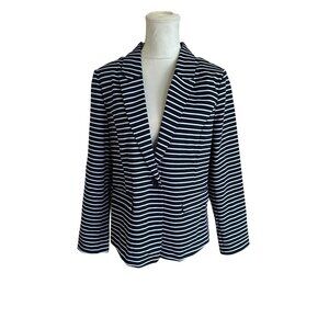 41 Hawthorn Stitch Fix Navy & White Striped Blazer Jacket Single Button Sz L NWT